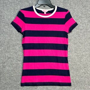 Lilly Pulitzer Small Striped Pink Navy Christina Striped Crewneck Top Casual New